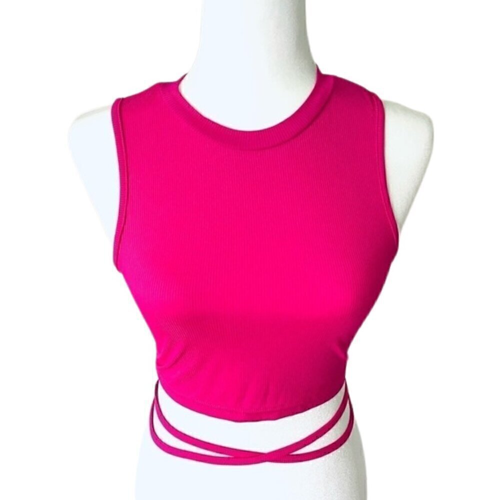 Barbie Style Hot Pink Crop Tank Top Sleeveless For Women Size M
